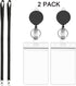 YOUOWO Black Lanyards with ID Badge Holder, 4x3 Vertical and Retractable Badge Reel Protector, 2 Pack
