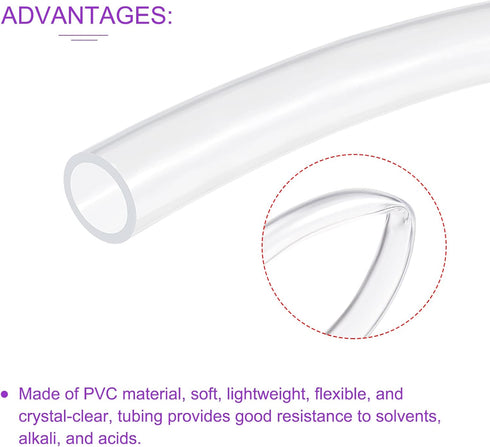 DMiotech 20mm ID 25mm OD Clear PVC Tube, Flexible Transparent Hose for Garden Water Tube, Air Tube, Oil Tube