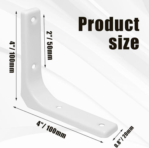 Hordion 2pcs 4 Inch, Wall Shelf Brackets Heavy Duty L Bracket Right Angle Brackets Steel Corner Brace with Screws