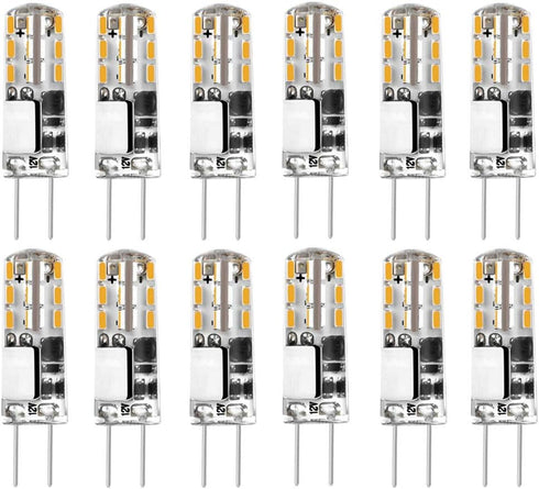 G4 LED Light Bulbs 1.5W (20W Halogen Equivalent) AC/DC 12V Warm White 3000K for Landscape Lighting, 12 Pack