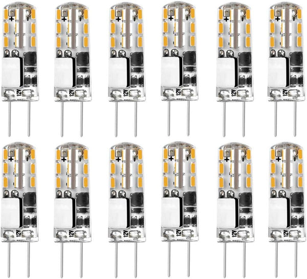 G4 LED Light Bulbs 1.5W (20W Halogen Equivalent) AC/DC 12V Warm White 3000K for Landscape Lighting, 12 Pack