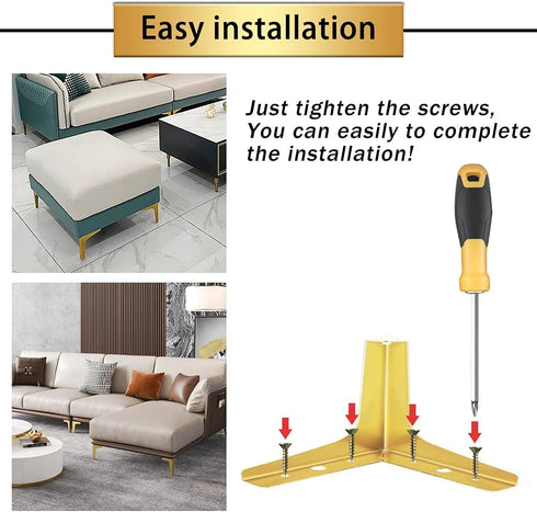 4 Inches, Set 4, GOSCHE Gold Furniture Legs Metal Sofa Legs of Modern Style Replacement Couch Legs for Dresser Chair