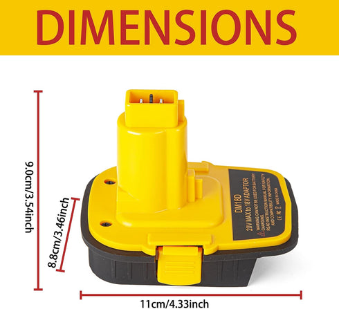 DM18D Converter for DeWalt 18v to 20v Battery Adapter, for Milwaukee M18 Batteries, Upgraded Version with USB