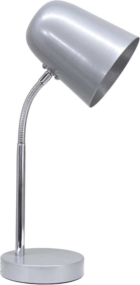 Simple Designs LD1075-SLV 15.28" Sleek Essentials Minimalist Metal Desk Task Lamp, for