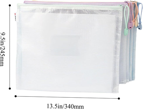 M&G 20 Pack A4 Mesh Zipper Pouch Bags, Waterproof Document Storage with Label Pocket, Macaroon Colors
