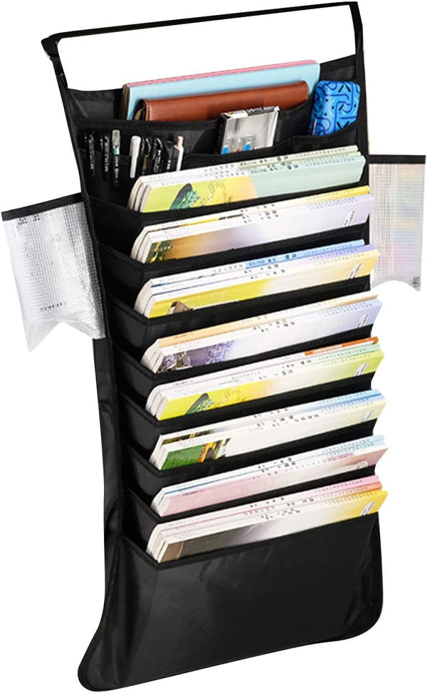 Beufee Students Desk Hanging Organizer, Desk Side Hanging Book Storage Organzier Pocket 10