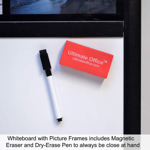 Ultimate Office Magnetic Whiteboard 24 x 18 Memo Board PLUS, 3 Photo Frames, Marker & Magnetic Eraser