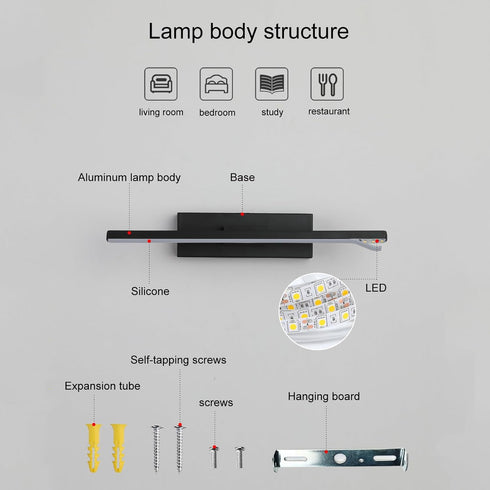 SAXAYWWD -11.81IN,Color:White Wall Sconces LED Rotatable Bedside Lamp Living Room Staircase Wall Lamp Bedroom Lamp