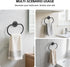2 Packs Adhesive Towel Holder Matte Black Hand Towel Holder for Bathroom Wall Stainless Steel Towel Ring for Bathroom