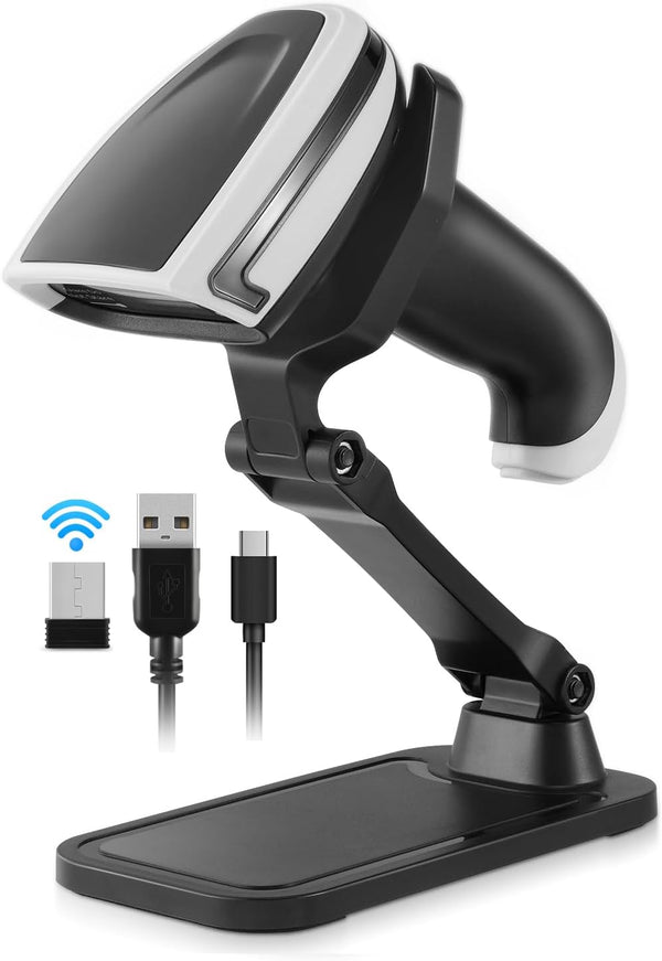 JRHC 1D 2D Barcode Scanner, Handheld Barcode Reader Bluetooth Wireless QR Code Scanner