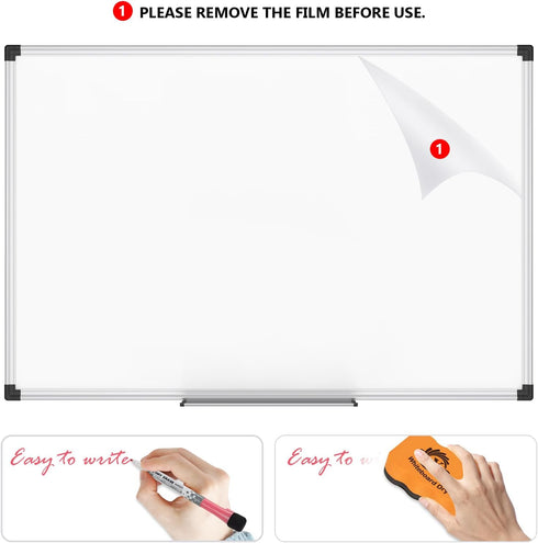 XBoard 24 x 18 Inch Magnetic Whiteboard, Hanging Dry Erase Board with Aluminium Frame & Marker Tray
