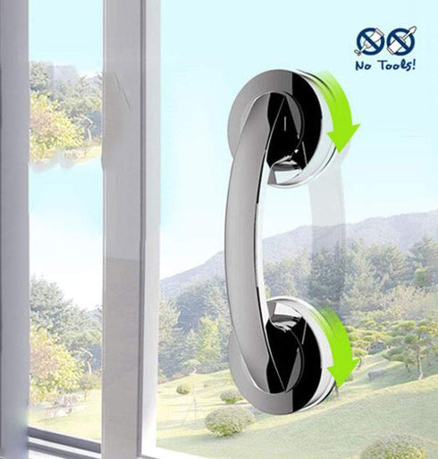 YUM Large Glass Door and Window Handles, Bathroom Sliding Doors, cupboards, wardrobes, Suction Cups, Non-Marking Handles, Non-Perforated Absorption Handles (Silver) by KAFENDA