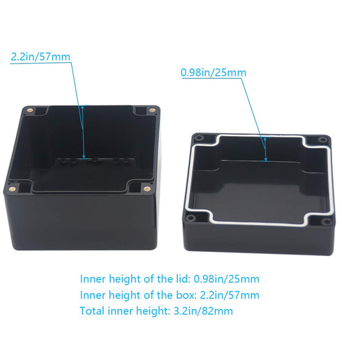 Zulkit Junction Box, IP65 Waterproof Outdoor ABS Plastic Electrical Box, Black 4.7 x 4.7 x 3.5 inch