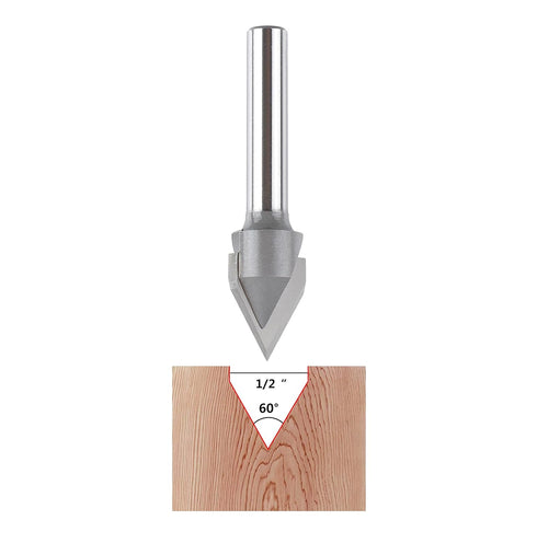 60 1/2 Inch 1/4 Inch SpeTool Carbdie Tip V Groove CNC Engraving Bit Router Bit CNC Woodwork Tools Deg Cutter with Shank