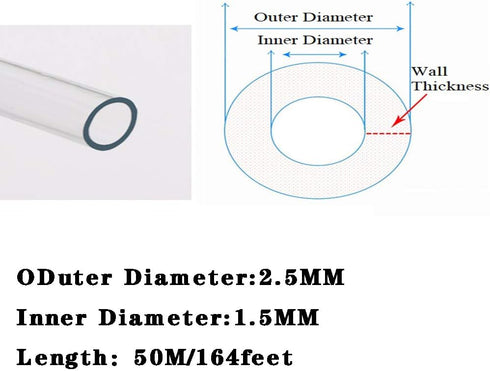 Winemaking,2.5mmx1.5mm length50m/164feet Silicone Tubing Rubber Tubing Water Air Hose Pipe White for Pump Transfer