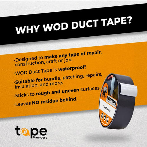 WOD DTC10 Advanced Strength Industrial Grade Dark Blue Duct Tape, 1 inch x 60 ft, Waterproof, UV Resistant for Crafts