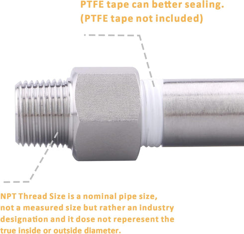 Forged Reducer Adapter Fitting, Stainless Steel 304 Reducing Pipe Connector, 1" NPT Female x 1/2" NPT Male, Pack of 5