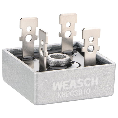 2Pcs Bridge Rectifier Diode: KBPC3010, AC to DC, 1000V 30A, 4 Pin, Full Wave Metal Housing