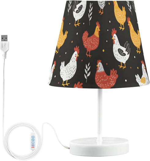3 ALAZA Bedside Lamp Chicken Farm Animal Table Lamp for Bedroom Desk Lamp with USB Port LED Nightstand Color