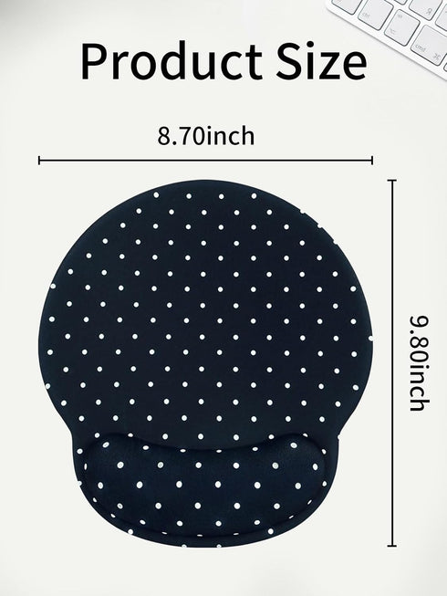 Seorsok Cute White Polka Dot Mouse Pad with Gel Wrist Support Mouse Pad,Ergonomic Aesthetic,Comfortable Mousepad