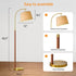 62.5" G-SAFAVA Wood Floor Lamp for Living Room Gold with Foot Switch Arc Standing Tall Lamps for Bedroom Mid Century