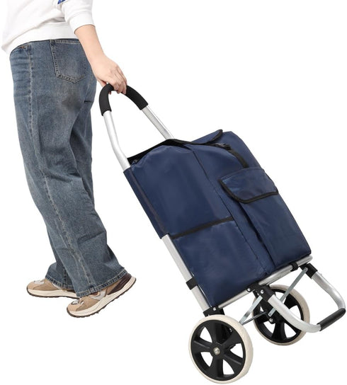 Homonova Shopping Trolley with Wheels, 40L Large Capacity Rolling Shopping Bag with Detachable