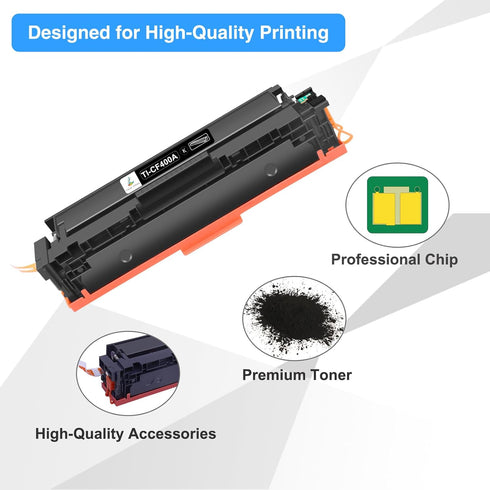TRUE IMAGE Compatible Toner Cartridge for HP 201A CF400A 201X (Black, 1-Pack) for Color Pro MFP
