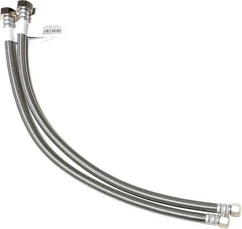 Faucet Water Supply Connector Line, Braided Stainless Steel, 3/8" Comp x 1/2" FIP (2, 20 inch)