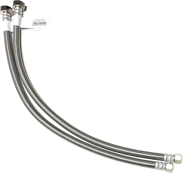 Faucet Water Supply Connector Line, Braided Stainless Steel, 3/8" Comp x 1/2" FIP (2, 20 inch)
