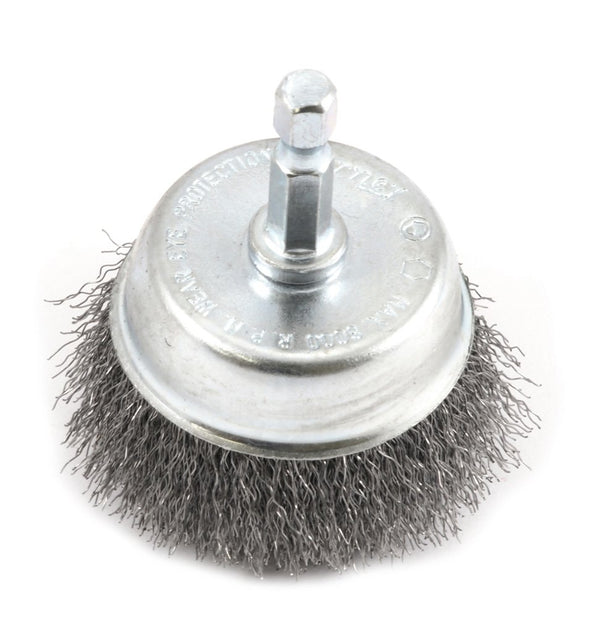 Wire Cup Brush, Fine Crimped with 1/4-Inch Hex Shank, 2-Inch-by-.008-Inch by Forney 72730