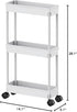 Sooyee 3 Tier Rolling Cart with Wheels, Slim Storage Cart, Narrow Storage Cabinet, Under Desk Storage, Rolling Utility