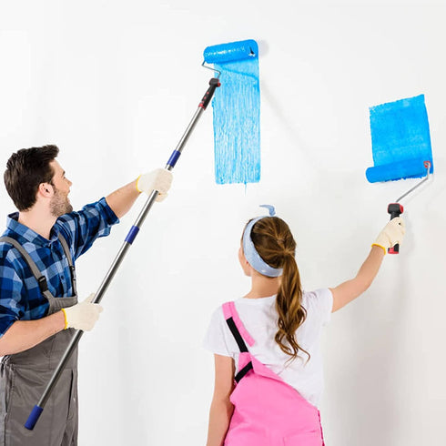 6FT Paint Roller Kits - 9.5 inches Roller Frame with 3 Covers and 60 inches Stainless Steel Handle