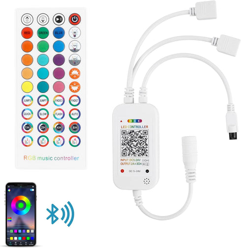 RGBZONE Bluetooth RGB LED Controller, 4-PIN Smart Music LED Strip Lights Controller,