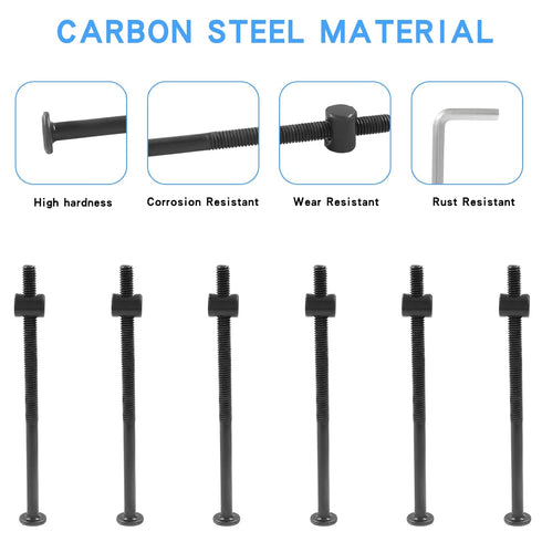 M6 x 110mm Bunk Bed Bolts, Hex Drive Socket Furniture Barrel Screws with Wrench, 12 Pcs (Black)