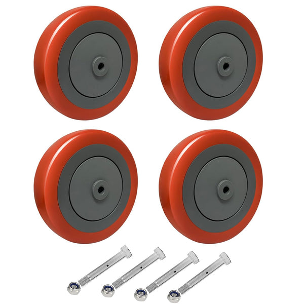 Shopping Cart Wheel, 5" Diameter X 1-1/4" Width Polyurethane Wheel, 3/8" Axle