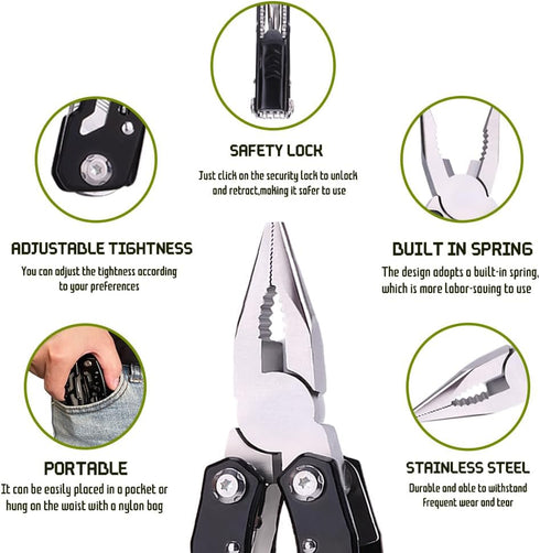 14 in 1 Multitool Pliers with Whistle Gift, Professional Pocket Pliers for Father, Boyfriend, Husband on Christmas,