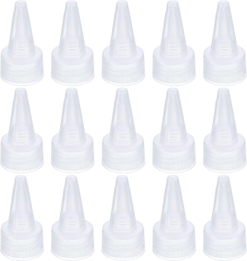 PATIKIL 24/410 Twist Bottle Caps, 15Pcs Plastic Ribbed Edge Squeeze Replacement Caps for Paint Lids