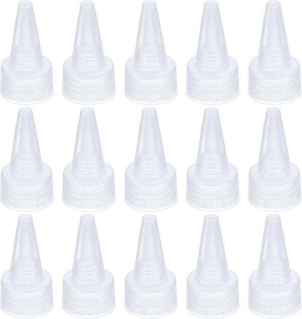 PATIKIL 24/410 Twist Bottle Caps, 15Pcs Plastic Ribbed Edge Squeeze Replacement Caps for Paint Lids
