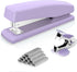 Deli Desktop Stapler - Office Stapler with 25 Sheet Capacity, Includes 1000 Staples and Staple Remover (Purple)