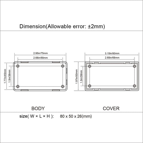 LeMotech 5 Pieces Plastic Project Box - ES Junction Case for Electronic Project, Black 3.15 x 1.97 x 1.02 inch