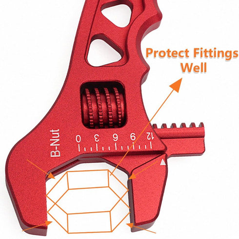 AN Hose Fitting Adjustable Wrench 3AN-16AN, Lightweight Aluminum (Red)