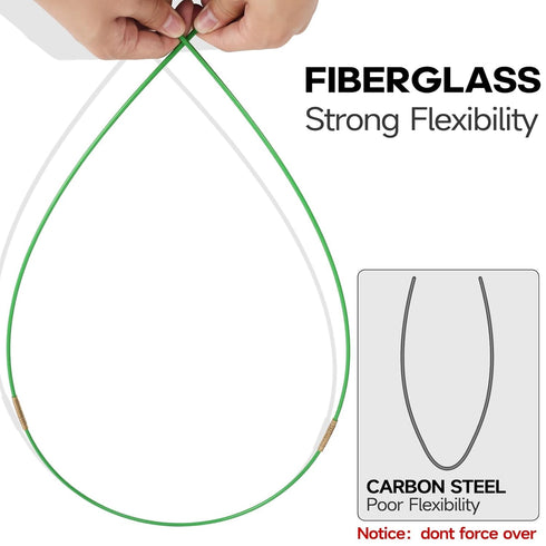 14FT Fiberglass Running Electrical Wire Cable Glow Rods, Fish Rods Electrical Kit with 8 Attachments and Fish Tape