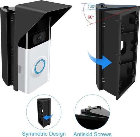 Adjustable Angle Mounting Bracket for Video Doorbells 1/2/3/4, Replacement Adjustable Mounting Plate with Rain Cover