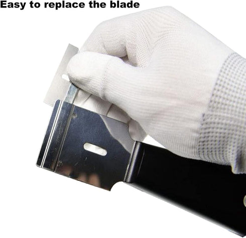 Razor Blades Metal Scraper Tool Glass Scraper Stove Top Long Handheld Scraper Window Ceramic Scraper with 20 PCS Single Edge Replacement Scraper Blades Removing Decal Label Sticker,Black by WEKOIL