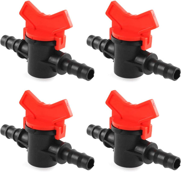 DGZZI Barbed Ball Valve 4PCS, 3/8-Inch ID in-Line Ball Valve Shut-Off Switch for Drip Irrigation and Aquariums