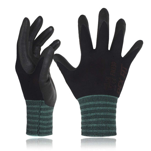 DEX FIT Nitrile Coated Work Gloves FN330-3D, Comfort Stretchy Fit, Firm Grip, Thin & Lightweight, Touchscreen Fingers,