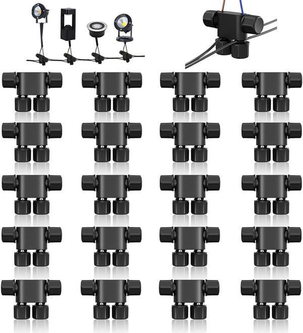NETEHA 20 Pack Low Voltage 12-18 Gauge Wire Connectors for Landscape Lighting, Pathway