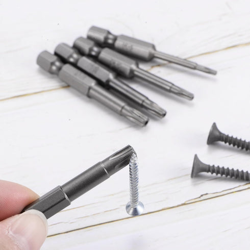 10pcs TS25 Star 5 Point Screwdriver Bit 1/4" Hex Shank - 2" Length Magnetic Security Torx Head Power Tool
