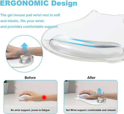 Sumgsn Cute Cat Mouse Pad with Gel Wrist Support - Ergonomic Mouse Pad Office Accessories