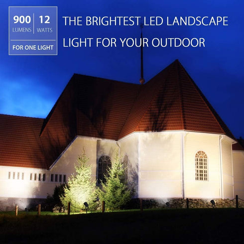 12W 3- 3000K (2 Packs) SUNVIE Outdoor Landscape LED Lighting Waterproof Garden Lights COB Led Spotlights with Spiked